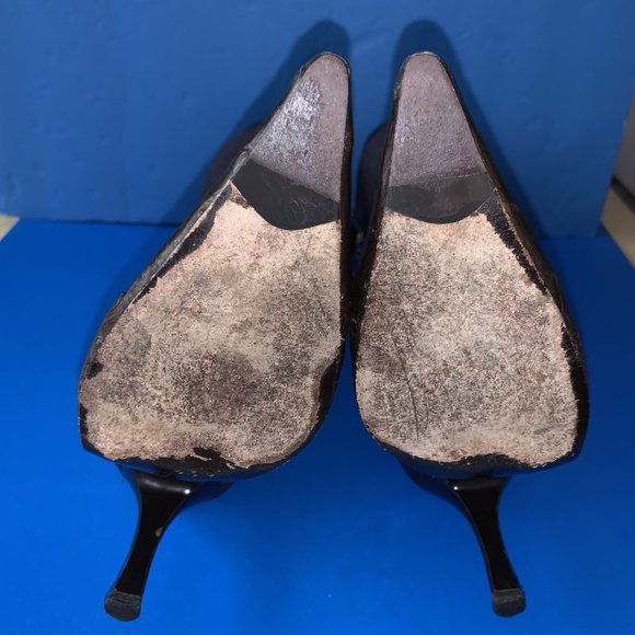 BRUNO MAGLI Brown Embossed Full Zip High Heel Knee High Boots Sz6 - Picture 5 of 5